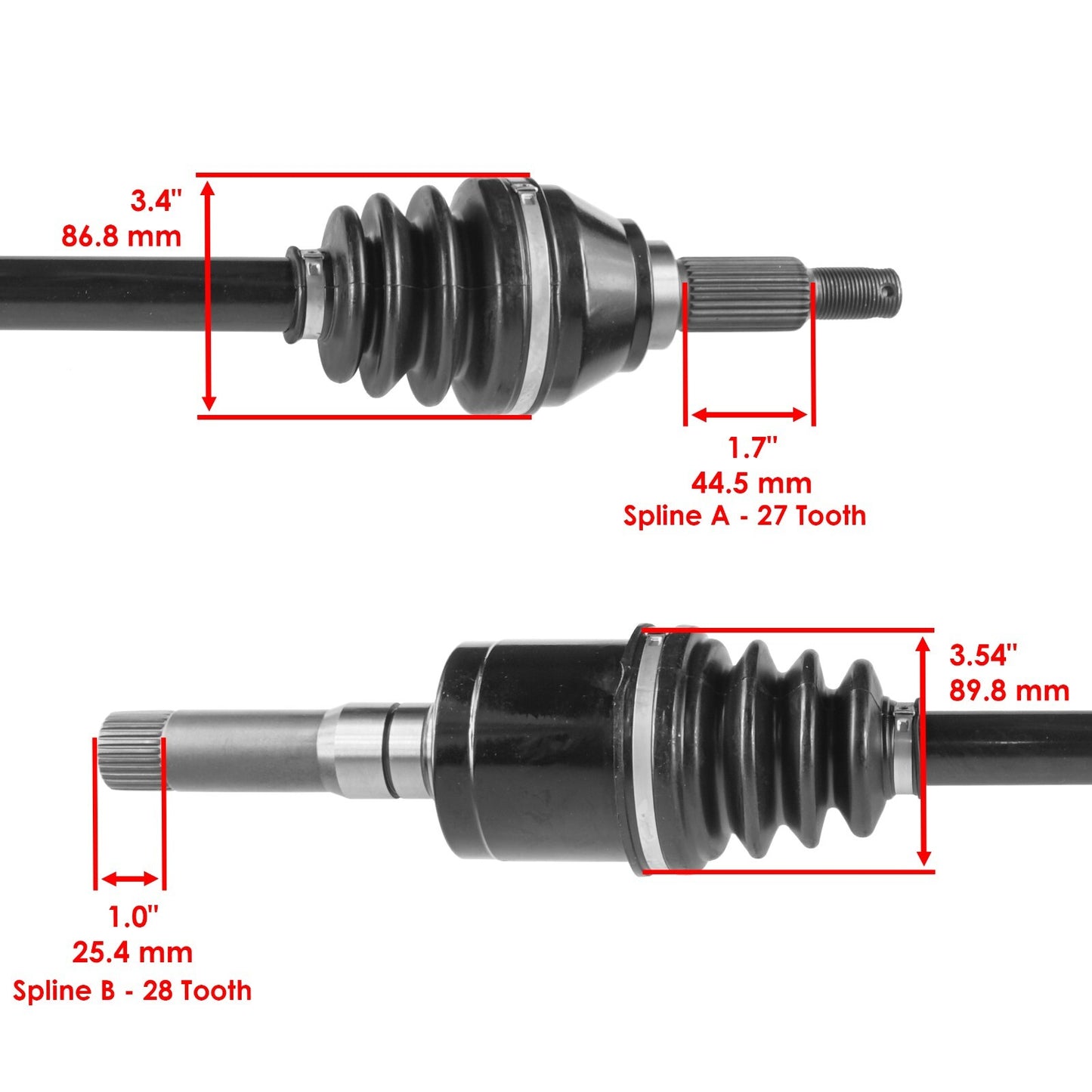 Caltric Rear Left Right CV Joint Axle Replacement for John Deere (2010–2010)