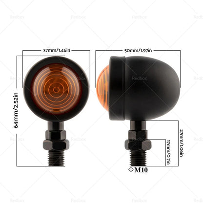 4 x Black Motorcycle Amber Bullet Turn Signal Blinkers for Universal Fit