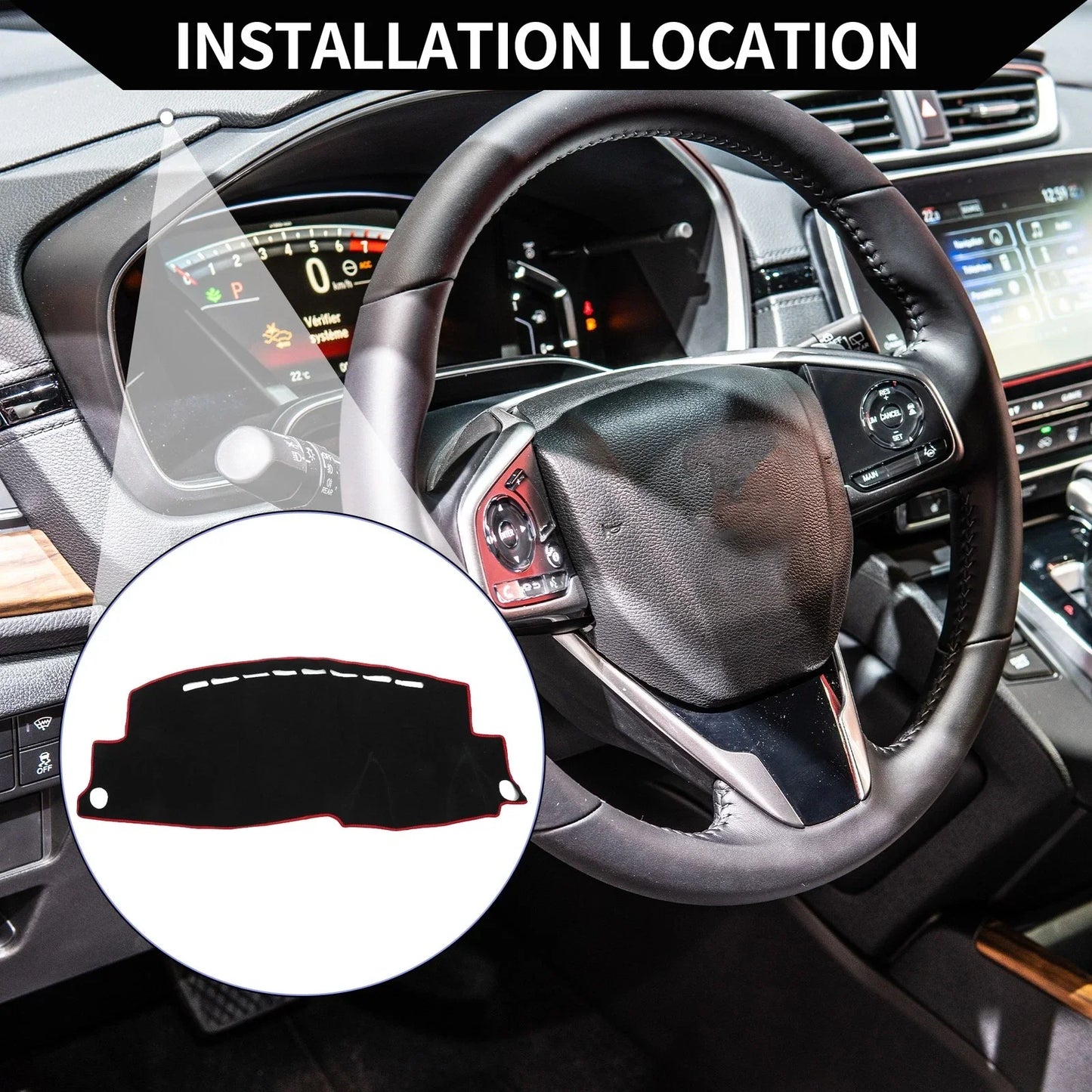 Dashboard Dash Cover Mat for Honda Vezel RU1/2/3/4 RS 2013-2020 Black Red Set