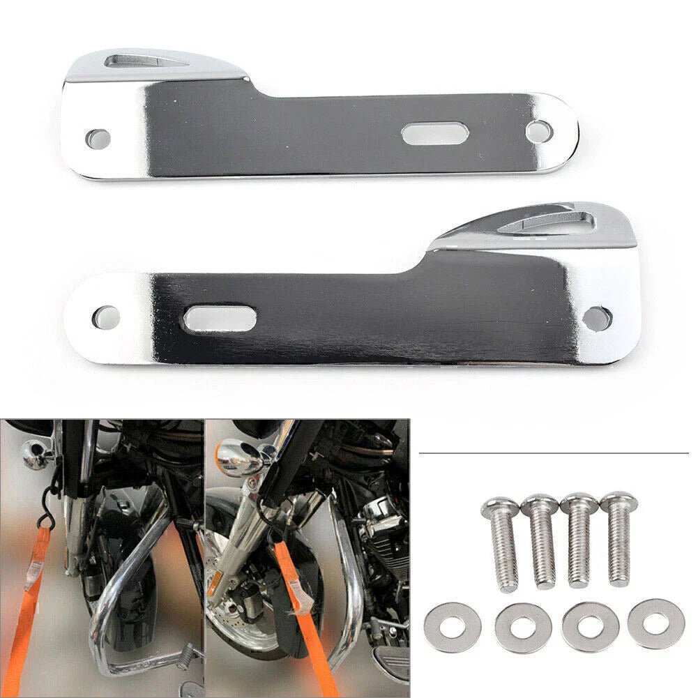 Chrome Trailer Hook Tie-Down Brackets for Harley Touring