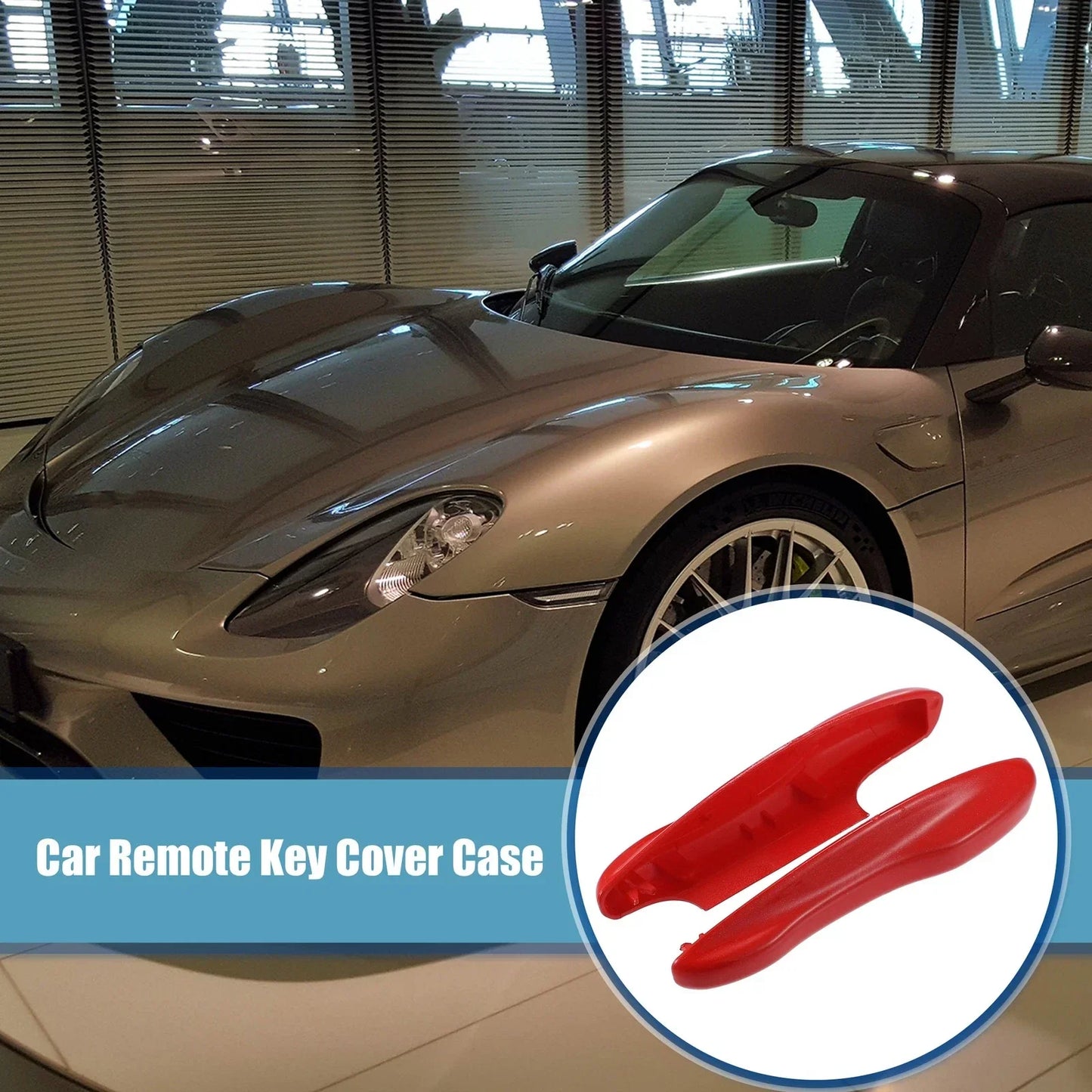Car Remote Key Side Cover Case Set for Porsche Taycan 911 (2020-2021) Red