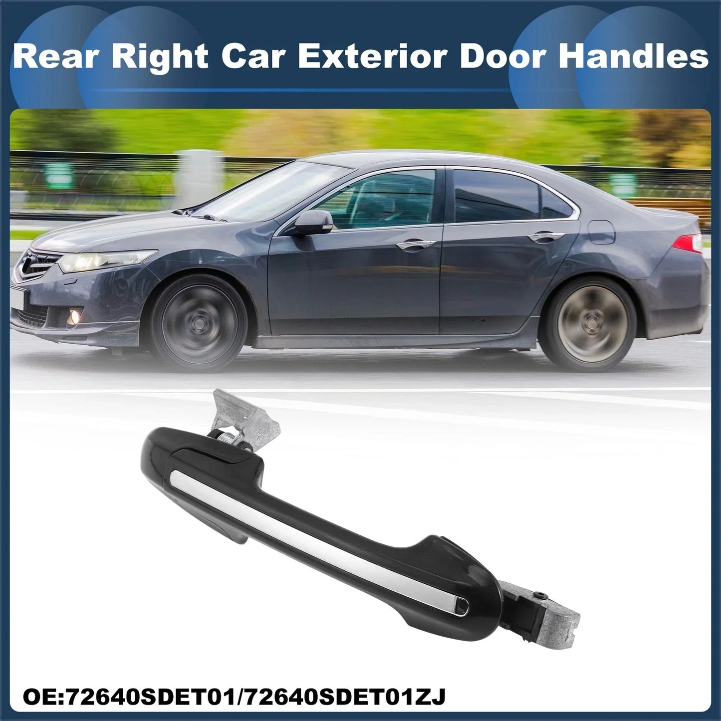 Rear Right Exterior Door Handle for Honda Accord (2003-2007) Silver Tone