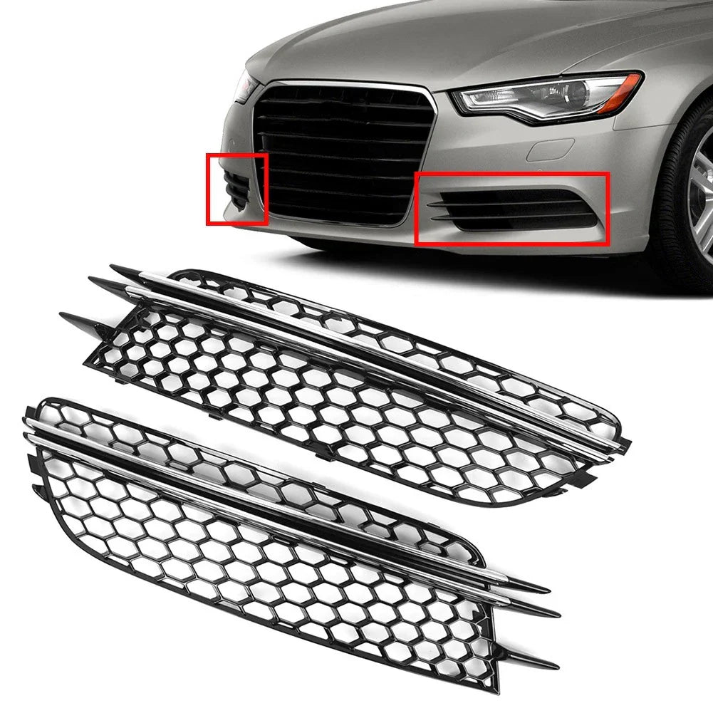 Honeycomb Front Bumper Fog Light Grilles for Audi A6 C7 (2012-2015)