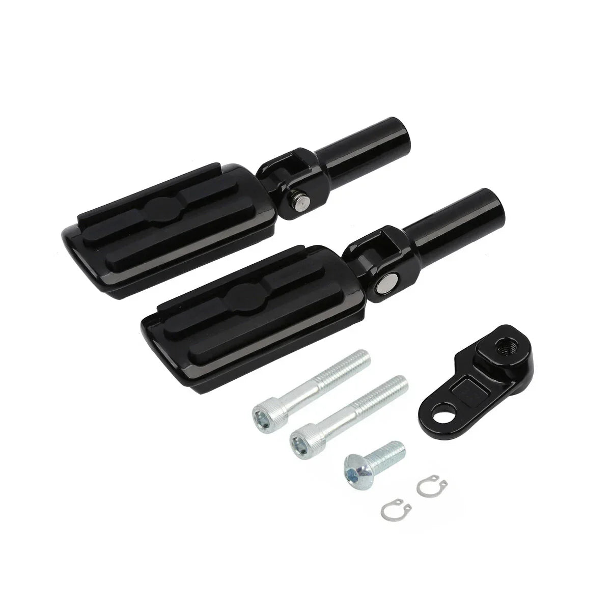 Black Passenger Footpeg Mounts for Harley Softail Slim FLS (2012-2017) FLSTSB (2008-2011)