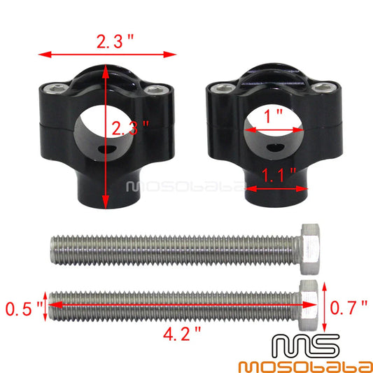 1" Black Handlebar Risers Clamp for Harley Honda Yamaha Suzuki Bobber