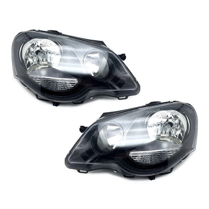 LH+RH Black Headlights for Volkswagen Polo GTI (2005-2010)