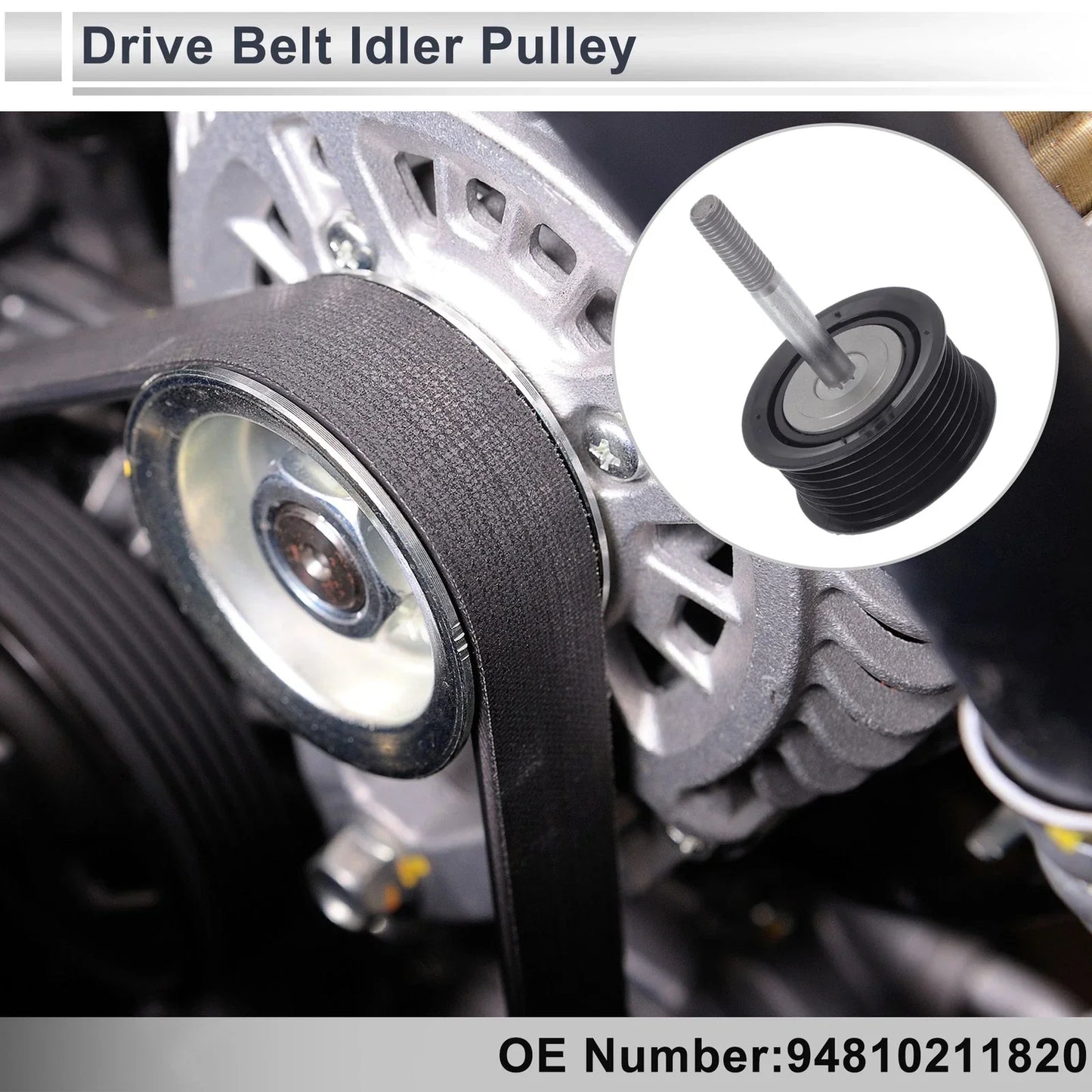 Drive Belt Idler Pulley for Porsche Cayenne (2008-2015) Black 1 x Piece