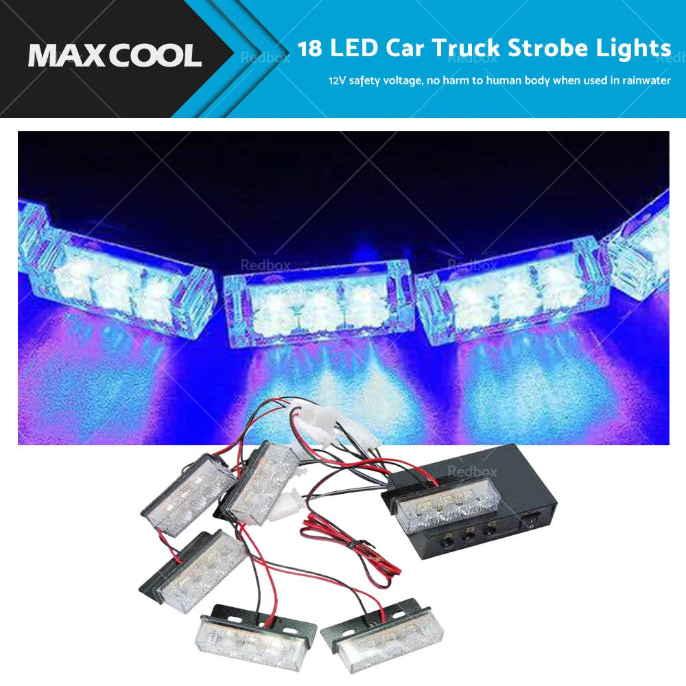 LED Red/Blue Strobe Lights for Car Truck Grill Lamp