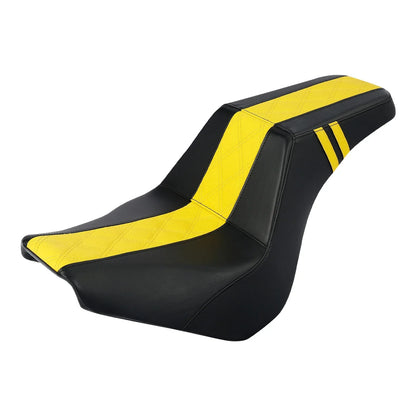 Black+Yellow Rider Seat for Harley Street Bob Driver & Passenger (2018 - 2025)