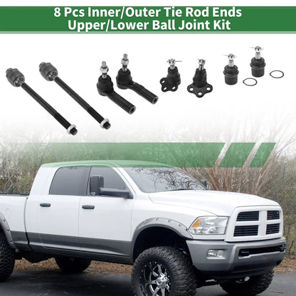 8 Pcs Tie Rod Ends & Ball Joints for Dodge Dakota (2005-2011)
