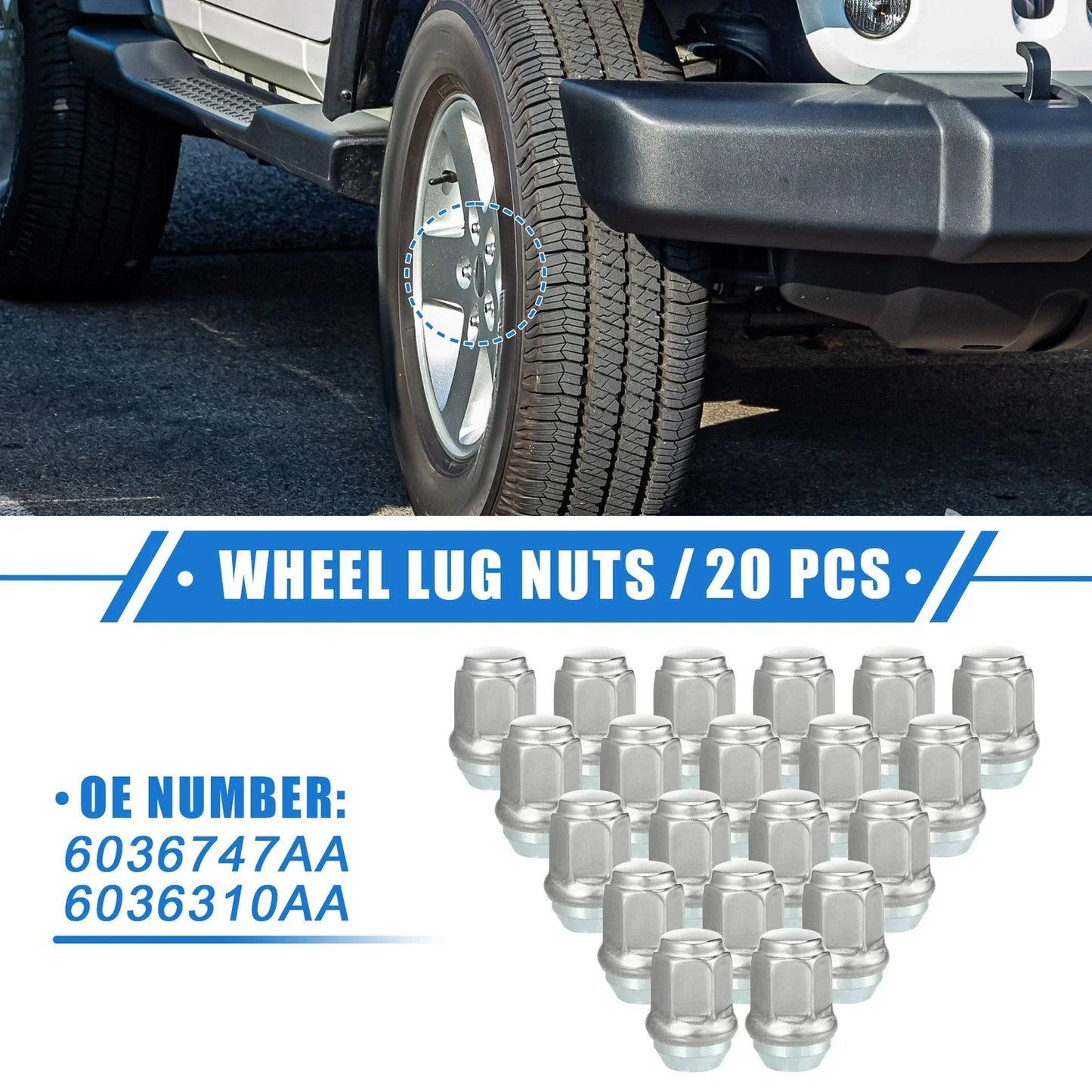 20 x Wheel Lug Nuts for Jeep Wrangler, Liberty, Dodge Challenger