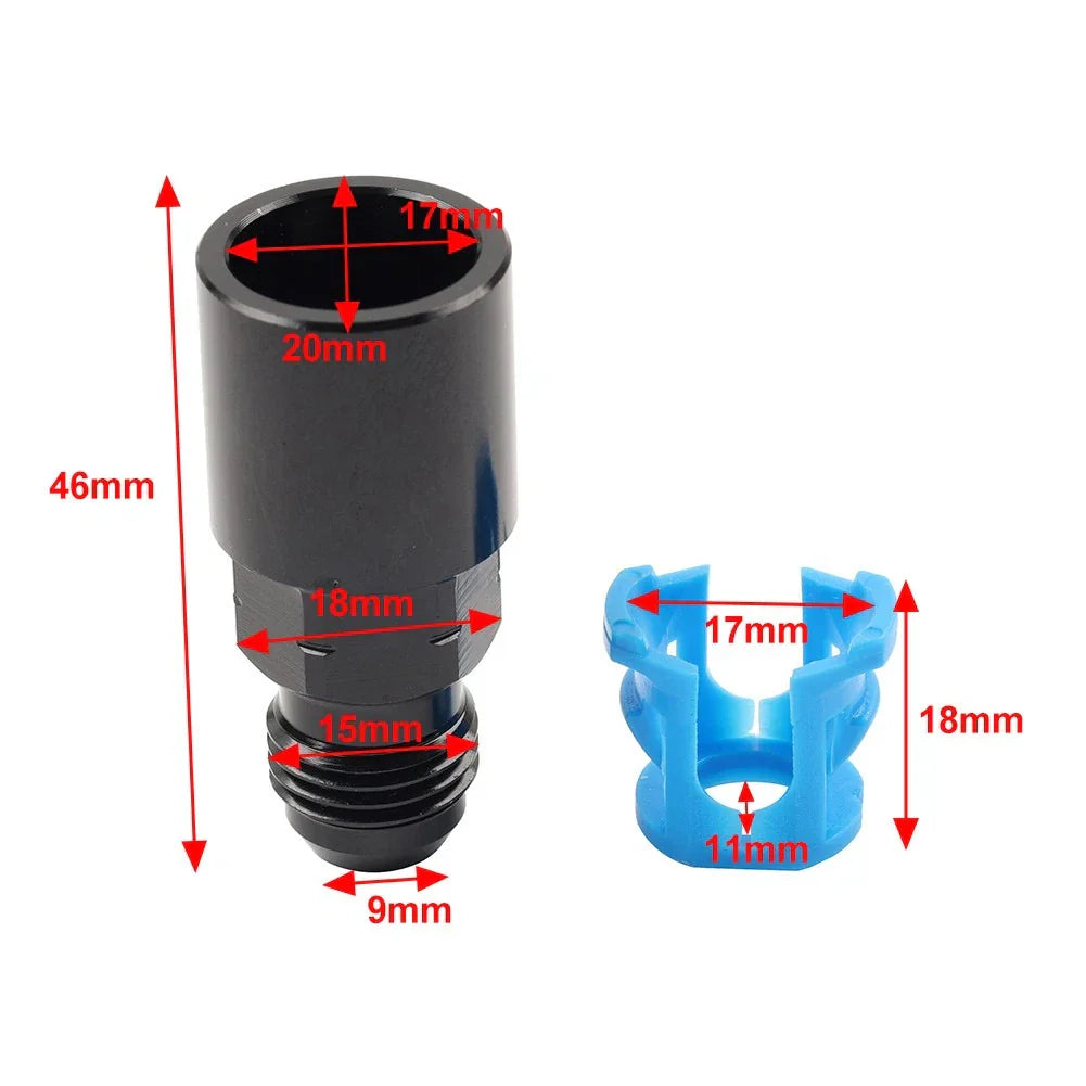 6AN Male to 5/16" Female Quick-Disconnect EFI Fuel Rail Fitting