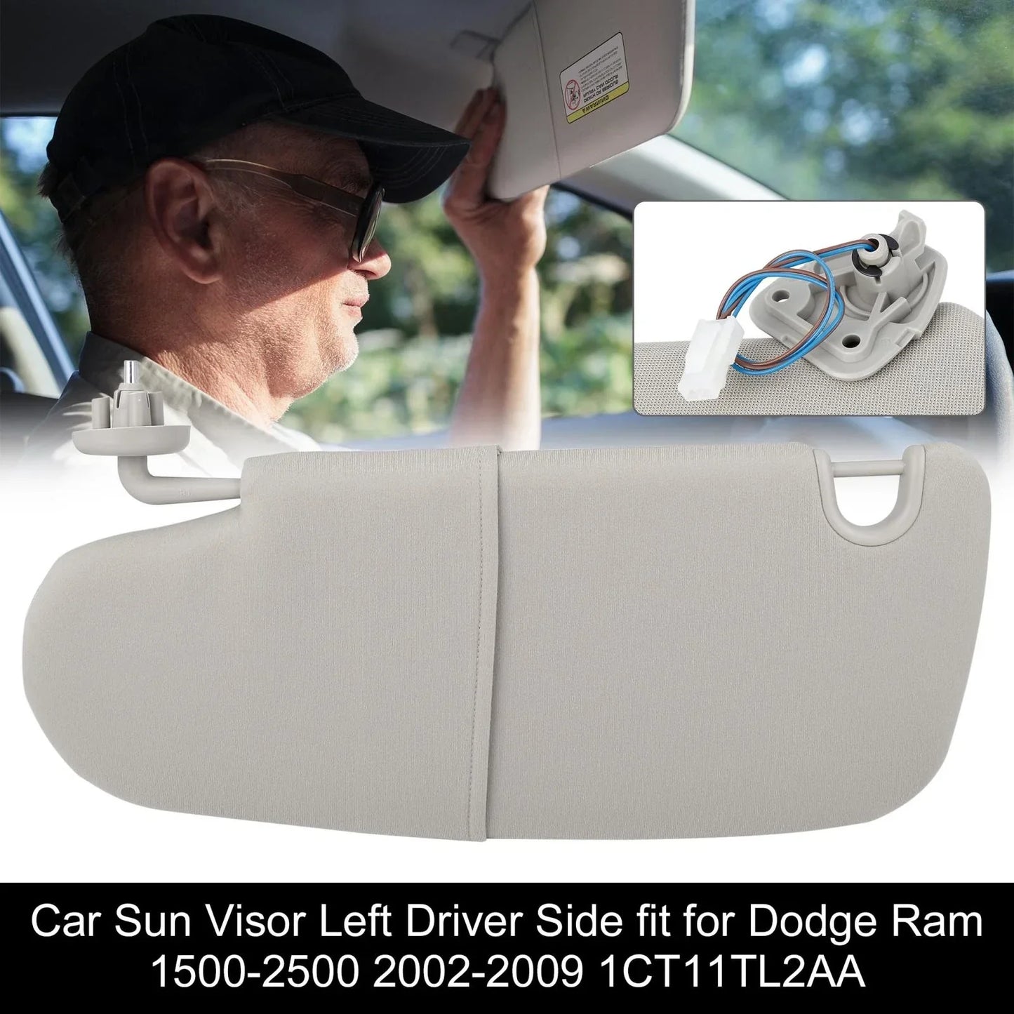 Car Sun Visor Left Driver Side for Dodge Ram 1500 2500 (2002-2009)