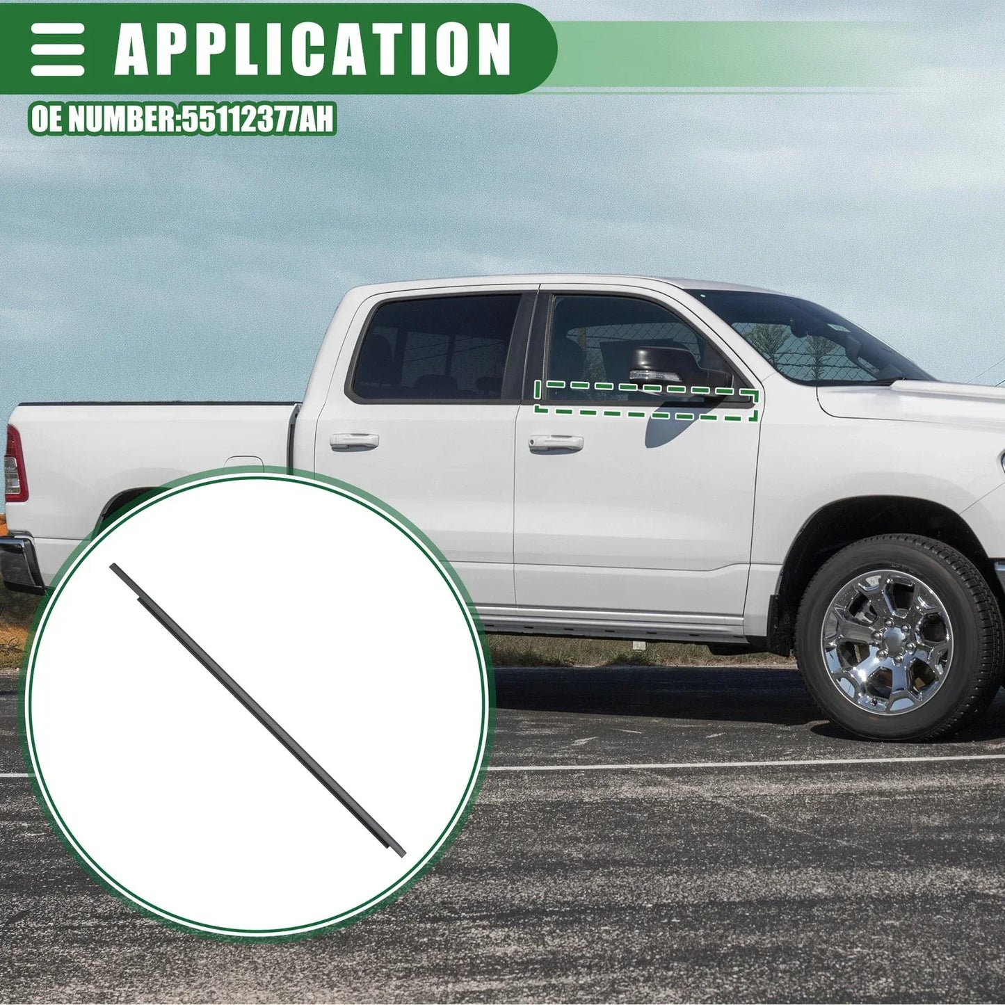 Front Right Door Window Belt Weatherstrip for Dodge Ram 1500 (2009-2010)