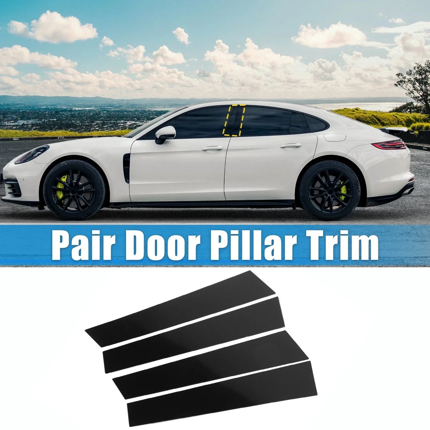 4Pcs Windshield B Pillar Trim for Porsche Panamera (2009-2016) Black