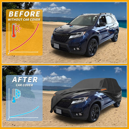 Waterproof All Weather Car Cover for Honda Passport (2019-2023) Black 190T-PU
