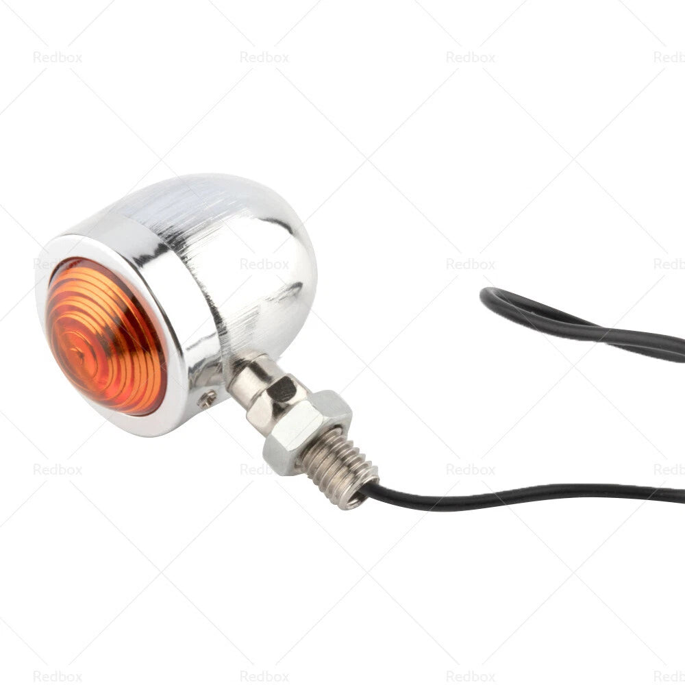 4 x Chrome Amber Bullet Turn Signal Indicators for Motorcycle Universal Lamp
