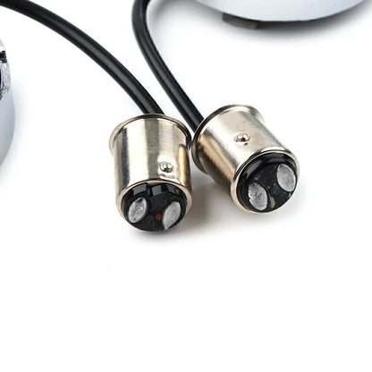 Amber LED Turn Signal Lights for Harley - 1157 Fire Ring Chrome Housings