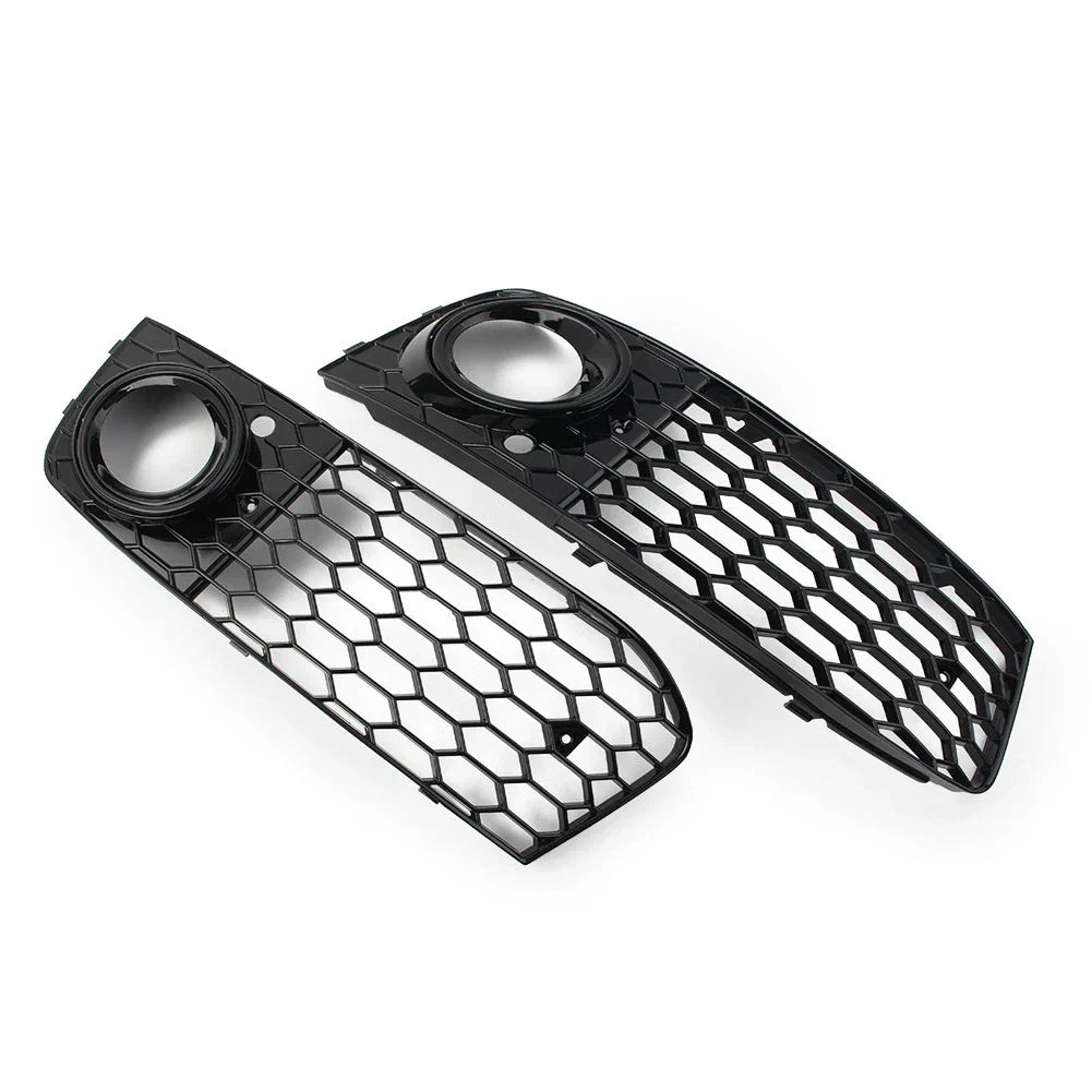 Front Fog Light Honeycomb Grille Cover for Audi A4 B8 (2009-2012) Black