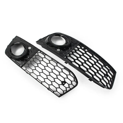 Front Fog Light Honeycomb Grille Cover for Audi A4 B8 (2009-2012) Black