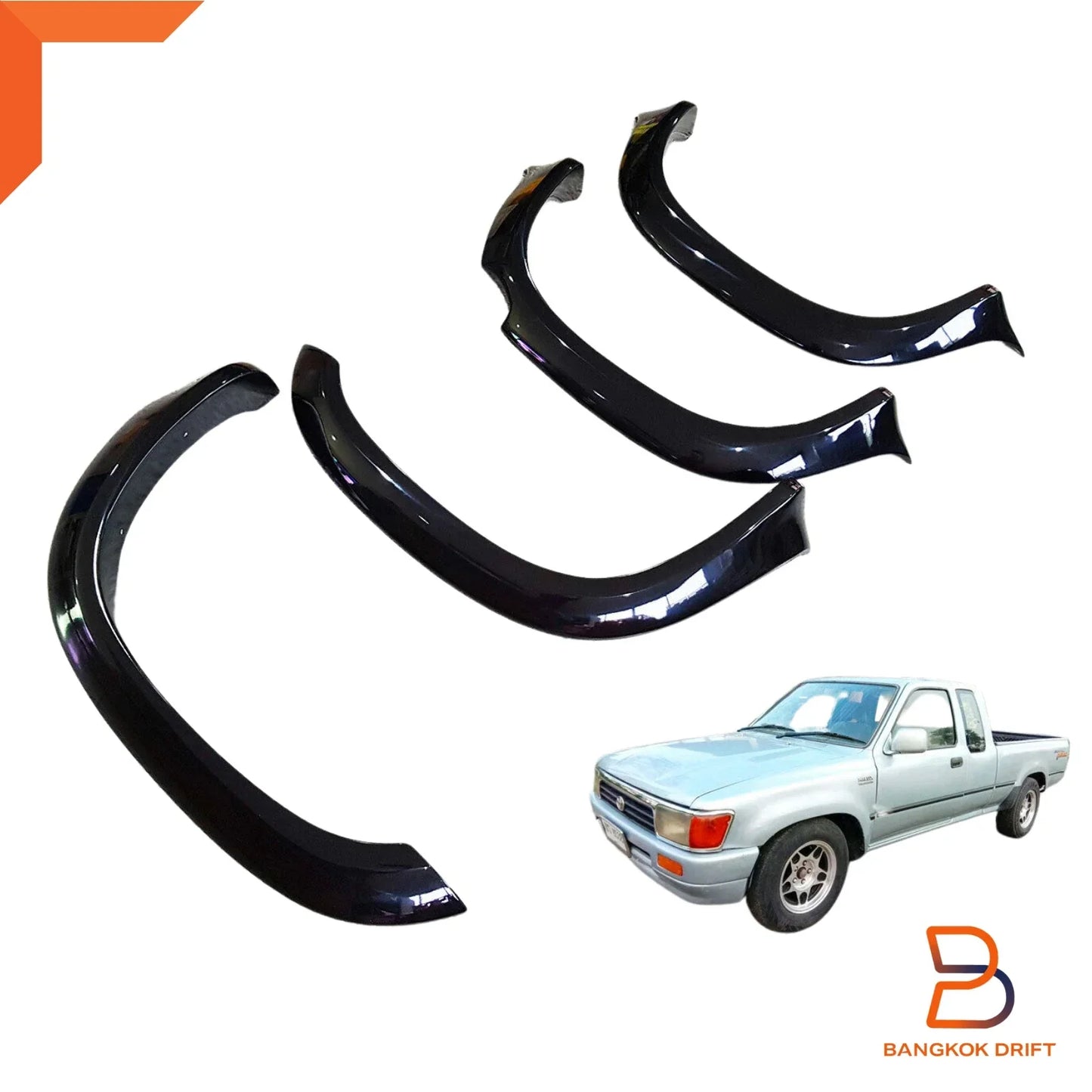 3" Black Wheel Arches Fender Flares for Toyota Hilux Ute Extra Cab (88-96)