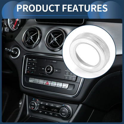 AC Media Knob Covers for Mercedes-Benz A B E GLK GLA CLA Class Silver Tone 3 x