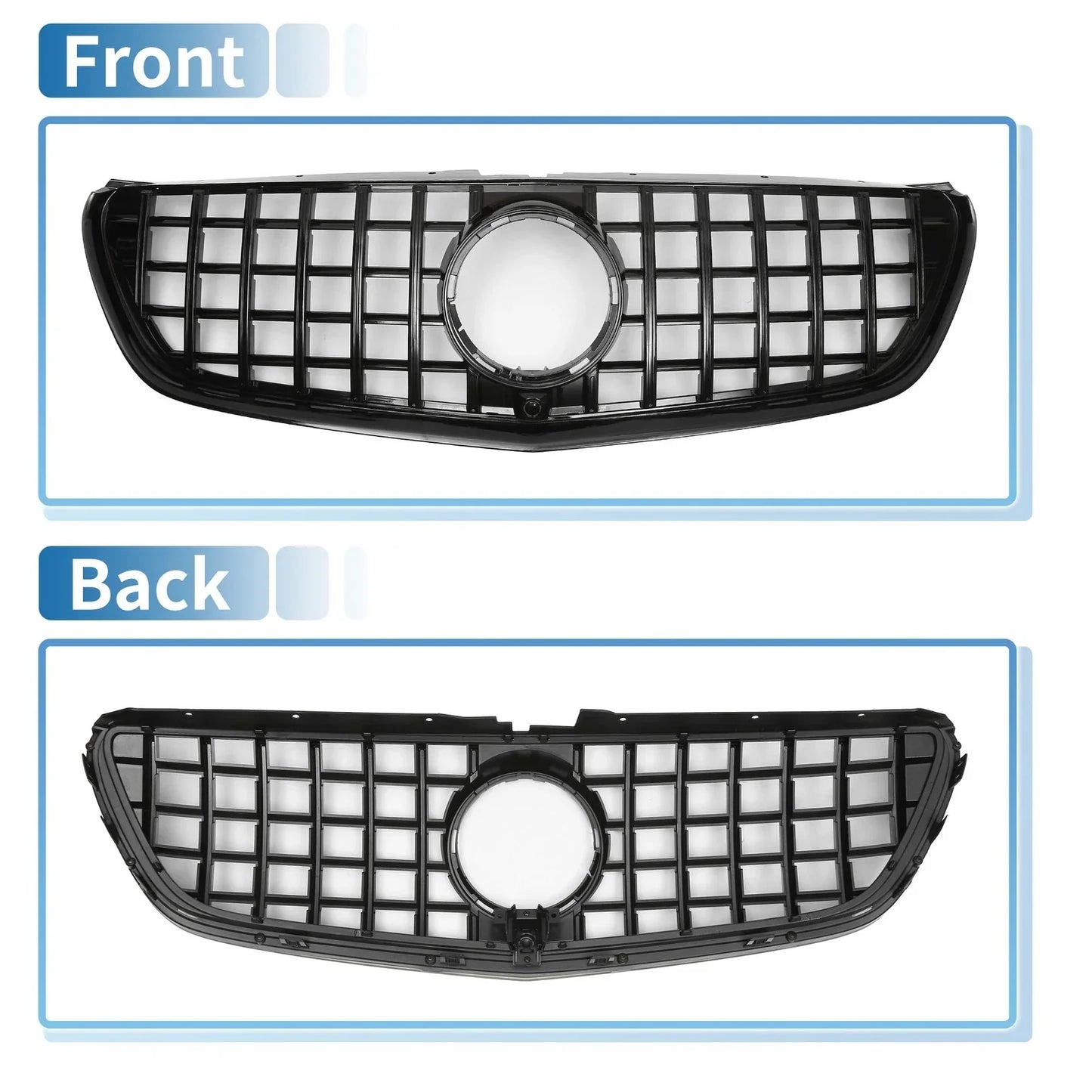 Front Upper Bumper Grille for Mercedes-Benz V-Class W477A (2020) Glossy Black