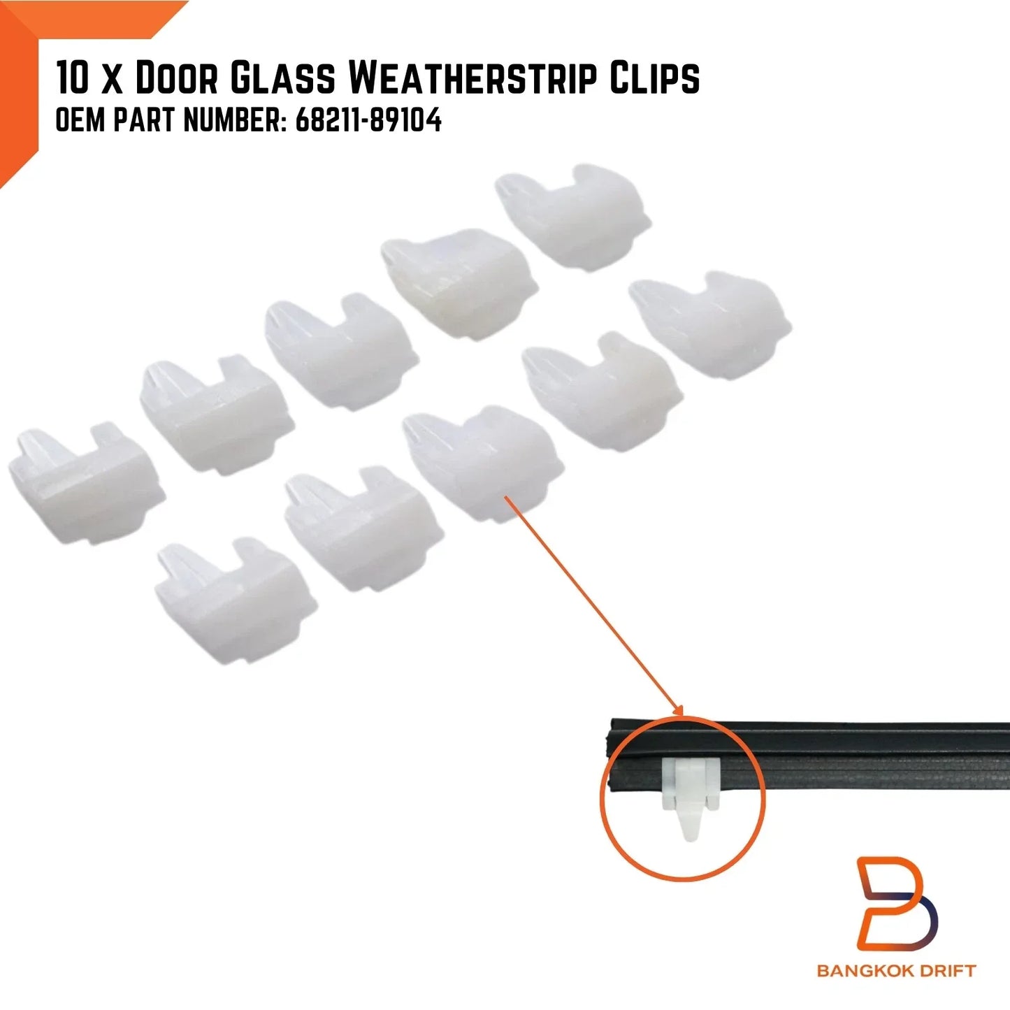 10x Door Glass Weatherstrip Clips for Toyota Hilux 4Runner (1984-1997)