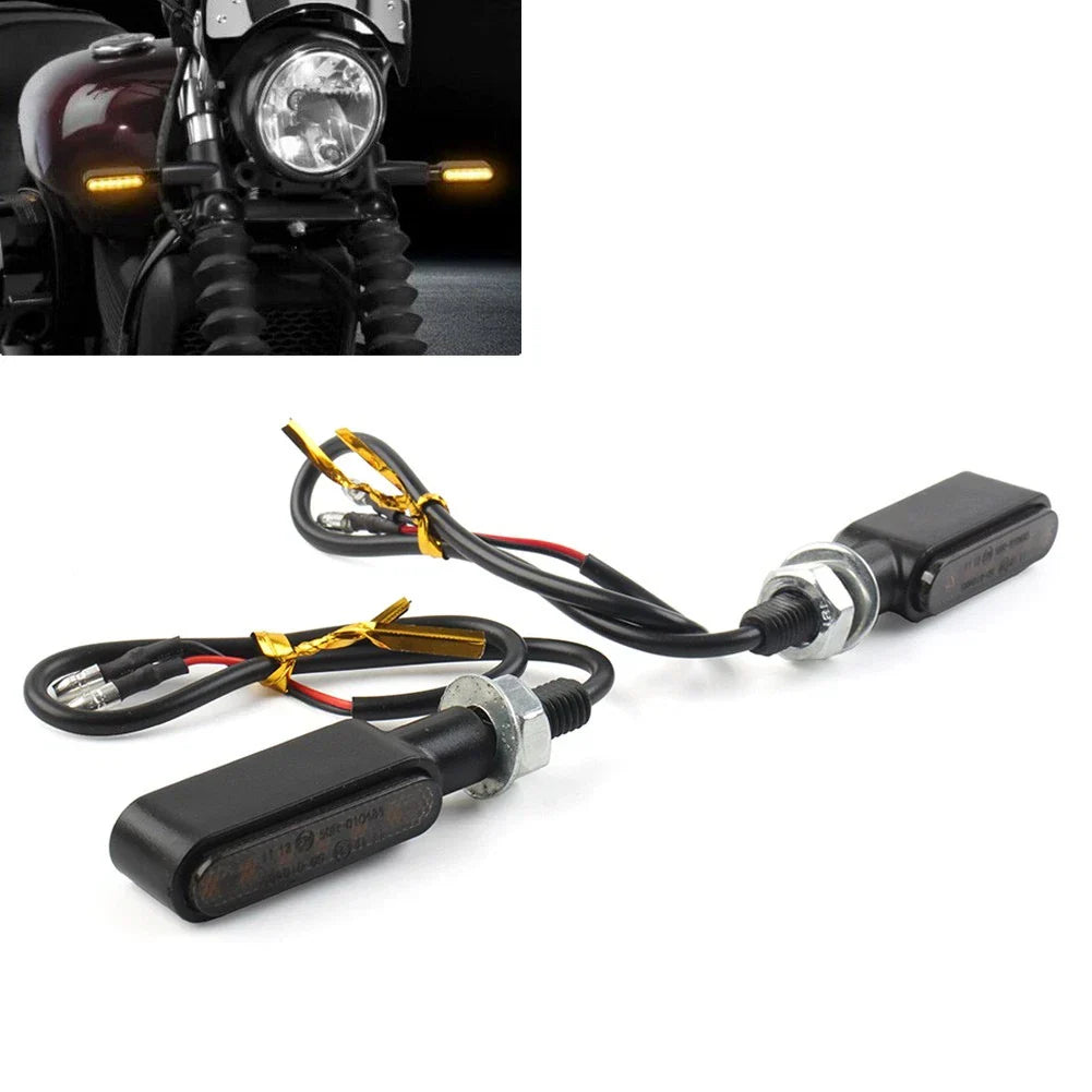 LED Mini Turn Signal Amber Lights for Cafe Racer Bobber