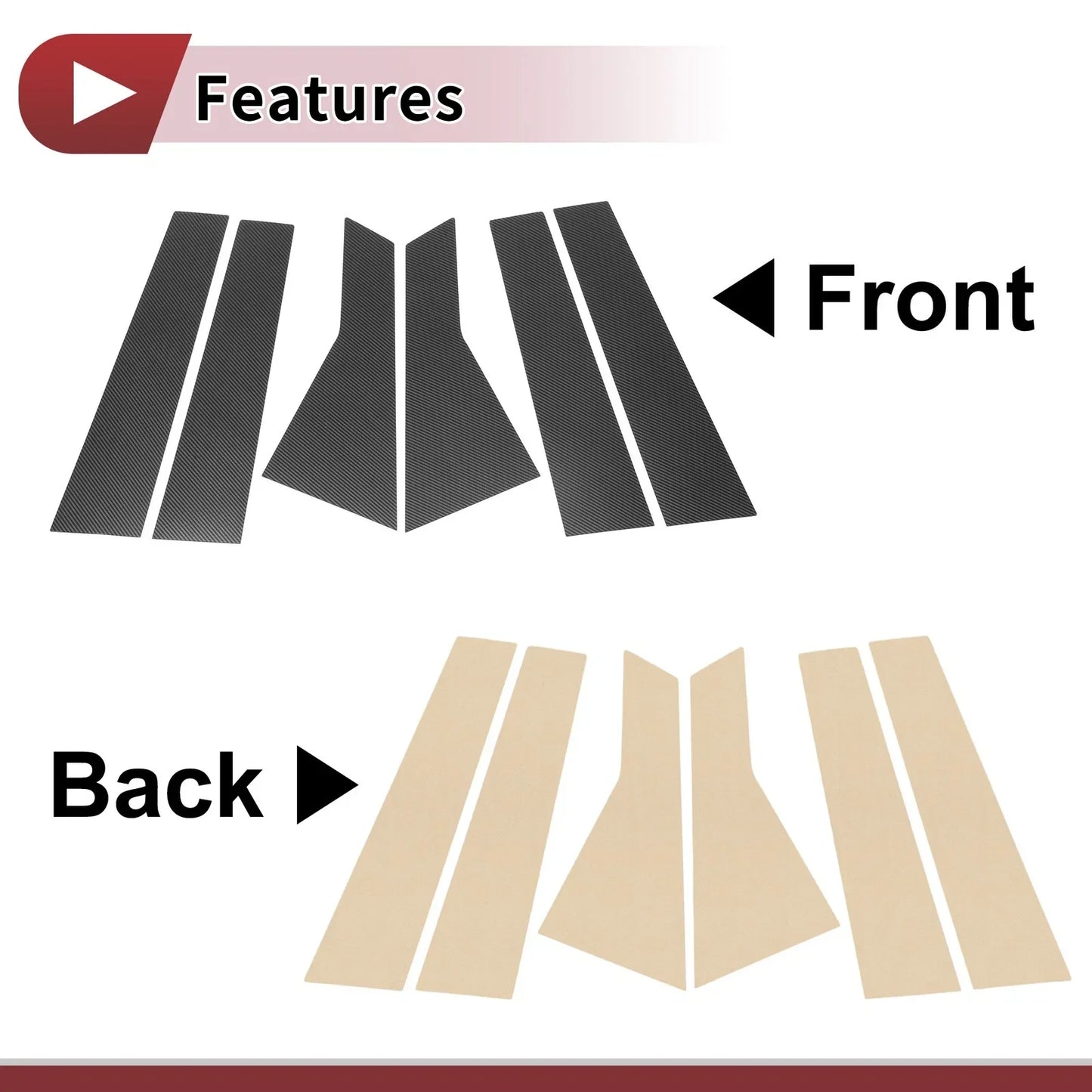 6 Pcs Door Pillar Window Trim for Mercedes-Benz B-Class (2012-2019)