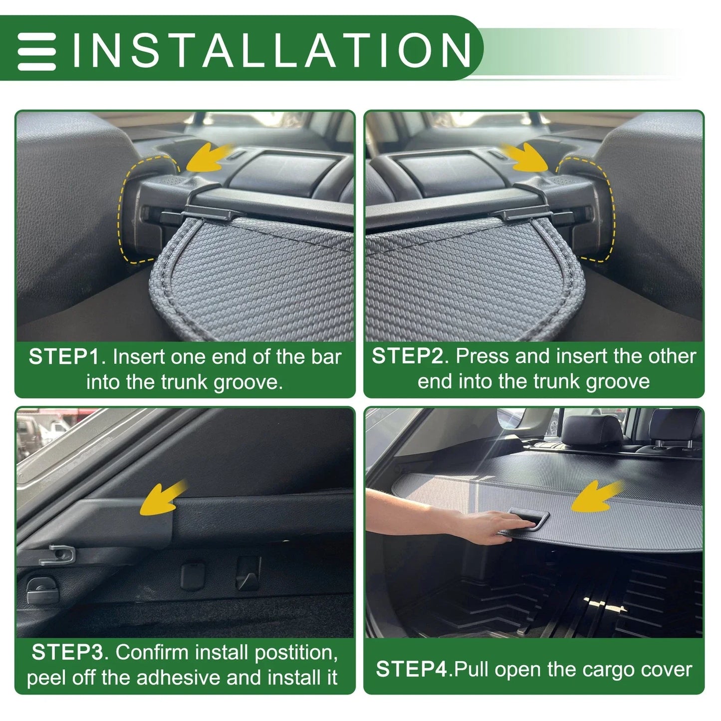 Trunk Retractable Cargo Cover for Honda Prologue 2024-2025 Gloss Black