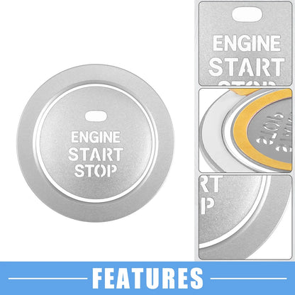 Engine Ignition Button Decal for Hyundai Sonata (2011-2014) Aluminum Silver Tone