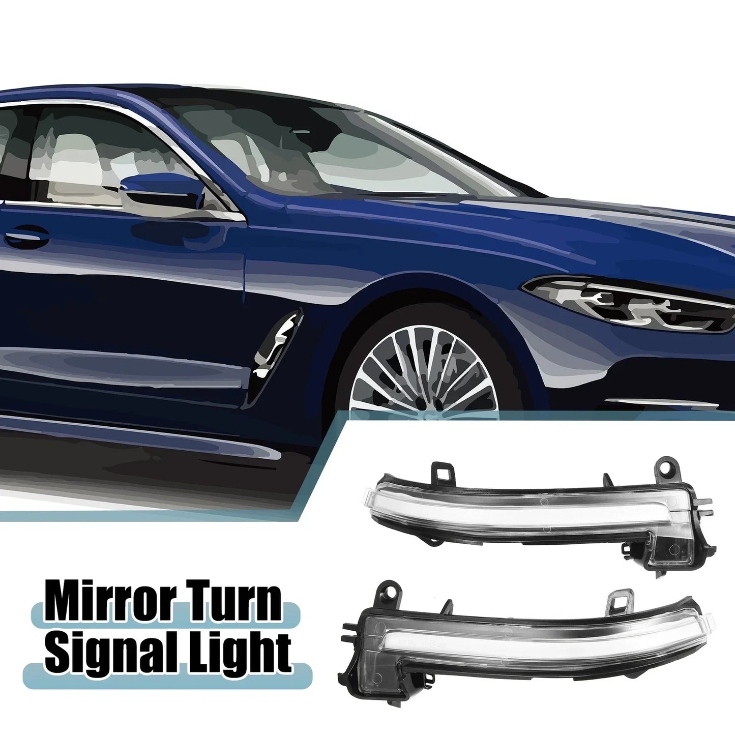 Mirror Turn Signal Light for BMW Plastic Black Transparent 1 Pair