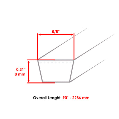 Deck Belt Replacement for MTD 95404122 75404122 9545834 (1/2 in x 90 in)