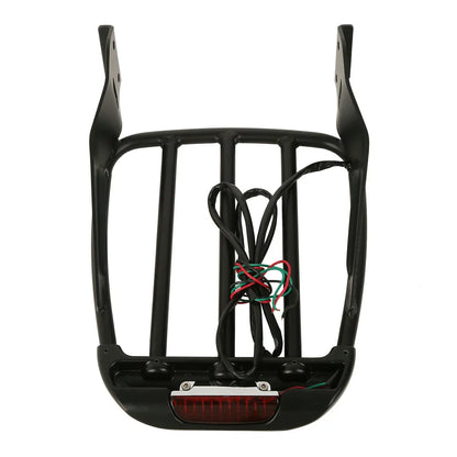 Black Two-Up Detachable Luggage Rack with LED Light for Harley Softail (1984-2005)