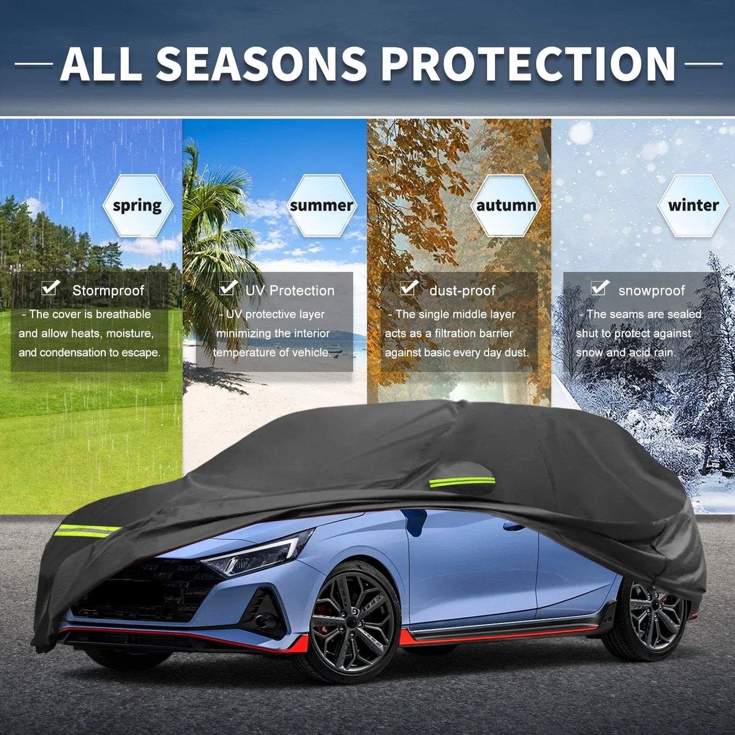 Waterproof Car Cover for Hyundai i20 II/III 2014-2021 with Zipper
