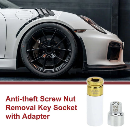 Set of 2 Wheel Lock Lug Nuts with 16 Teeth Anti-theft Key for Porsche Cayenne