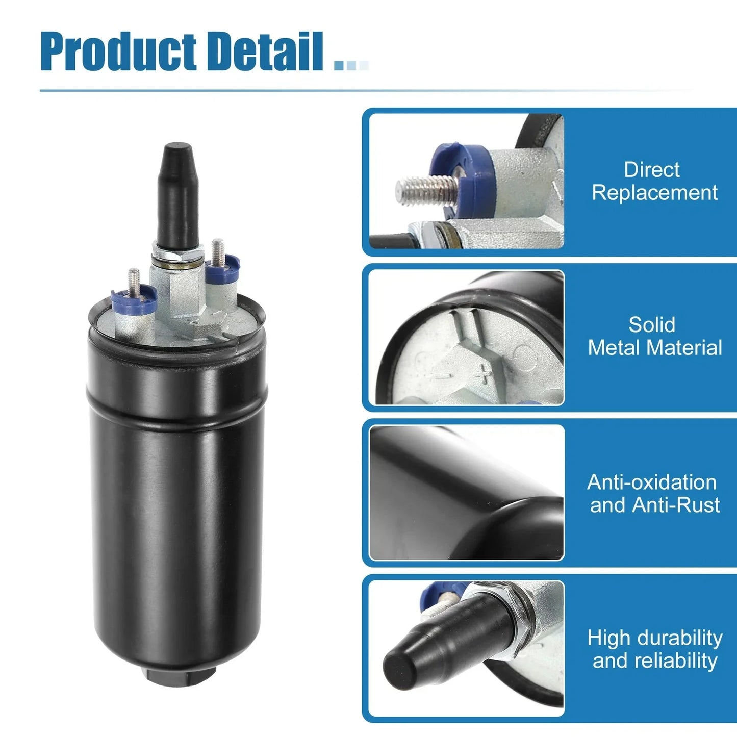 External Inline Fuel Pump Kit 10AN Inlet 8AN Outlet for Universal Vehicles