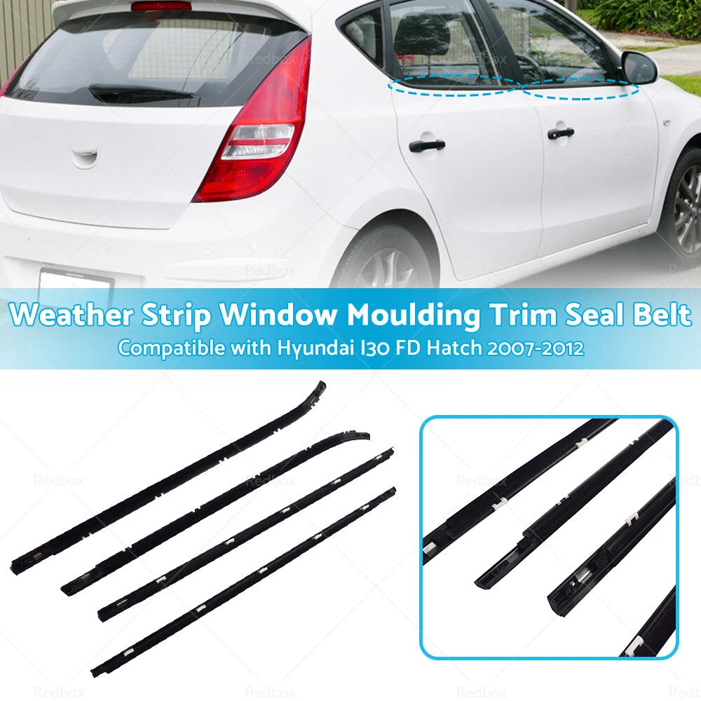 4pcs Weather Strip Window Moulding Trim Seal for Hyundai I30 Hatch (07-12)