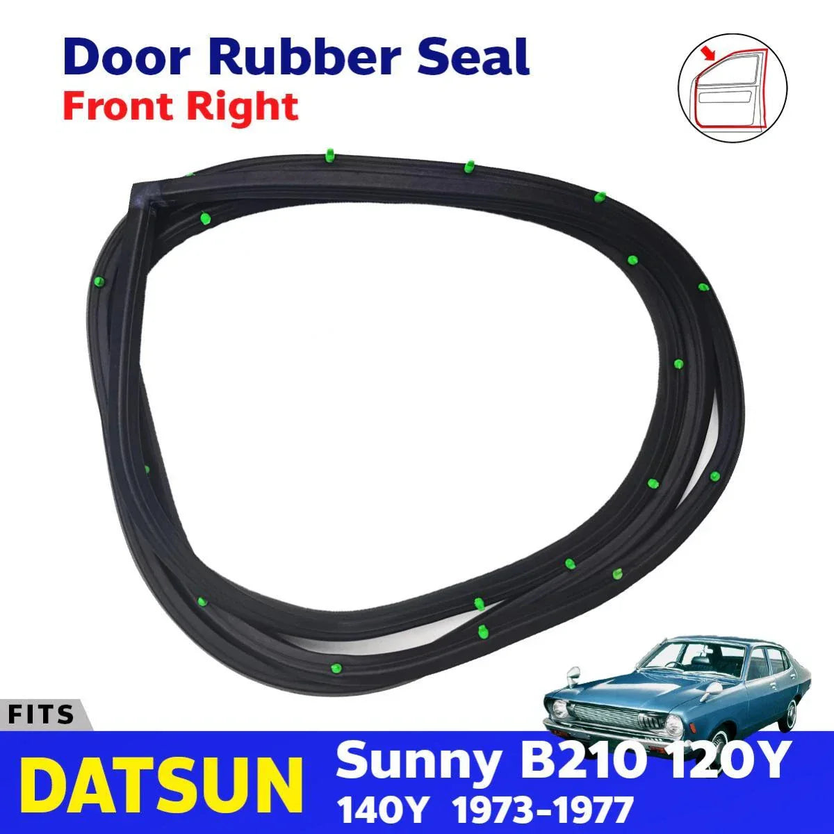 Weatherstrip Door Rubber Seal FR Fits Datsun Sunny B210 120Y 4D Sedan 73-77 D11