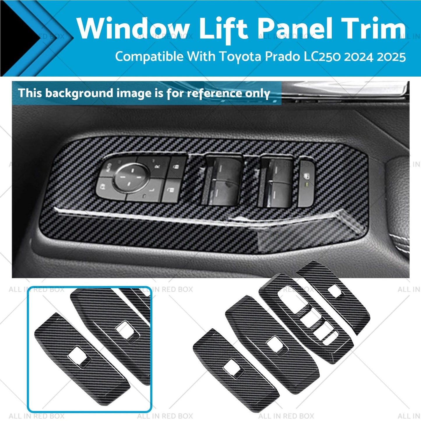 4Pcs Window Lift Panel Trim ABS Carbon Fiber for Toyota Prado LC250 (2024-2025)