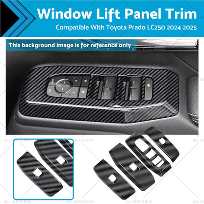 4Pcs Window Lift Panel Trim ABS Carbon Fiber for Toyota Prado LC250 (2024-2025)