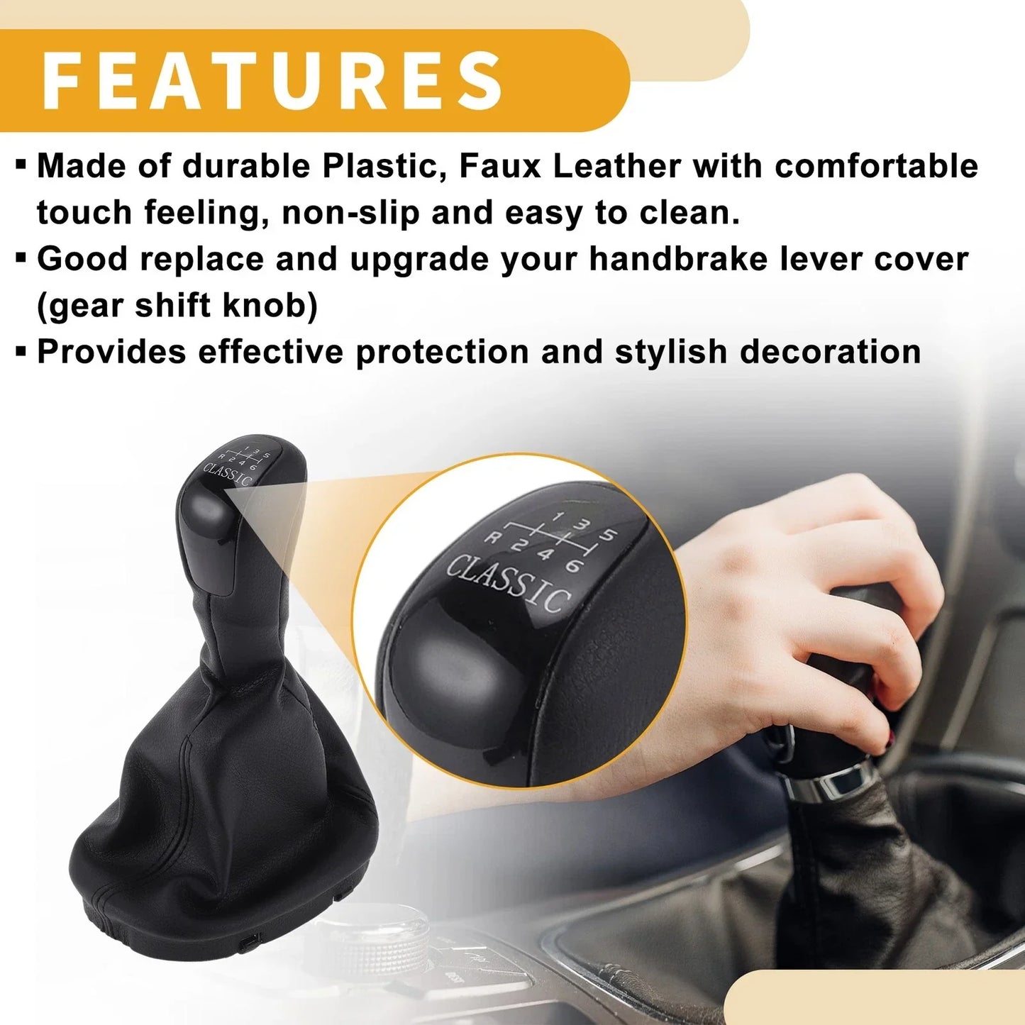 6 Speed Shift Knob & Boot Cover for Mercedes-Benz C-Class (2001-2007)