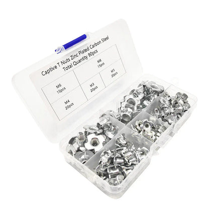 90Pcs Carbon Steel T-Nuts Assortment M3 M4 M5 M6 M8 for Various Applications