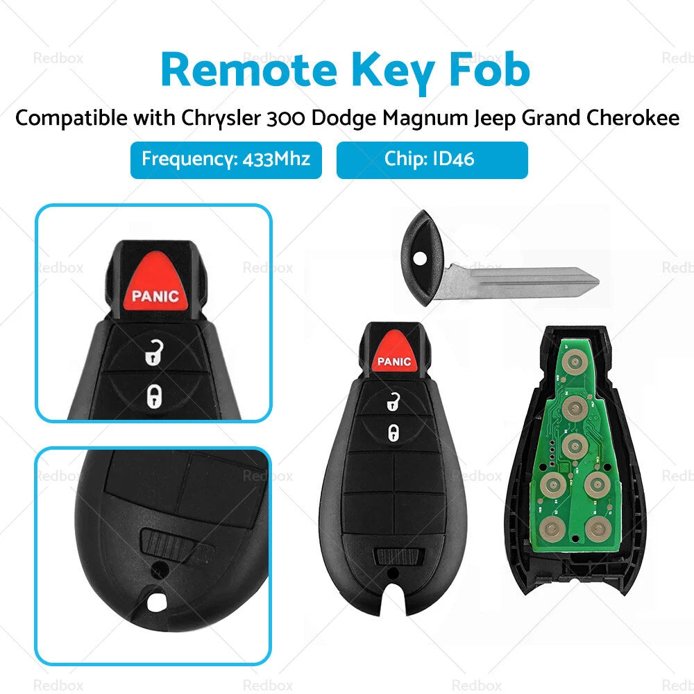 Remote Key Fob for Chrysler 300, Dodge Magnum, Jeep Grand Cherokee (2005-2010)