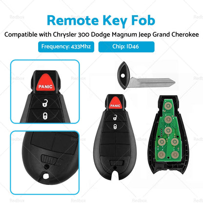 Remote Key Fob for Chrysler 300, Dodge Magnum, Jeep Grand Cherokee (2005-2010)