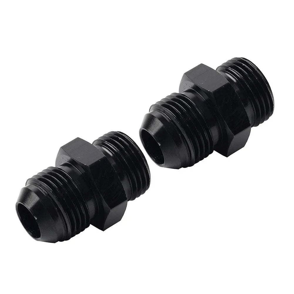 Black Aluminum AN10 Flare to 6AN ORB Male Fitting Adapter w/ O-Rings