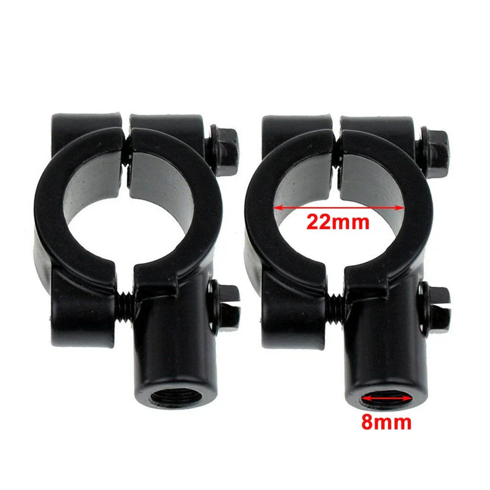 22MM M8 Handlebar Mirror Mount Holder Clamp for Motorcycle Black