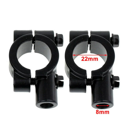 22MM M8 Handlebar Mirror Mount Holder Clamp for Motorcycle Black
