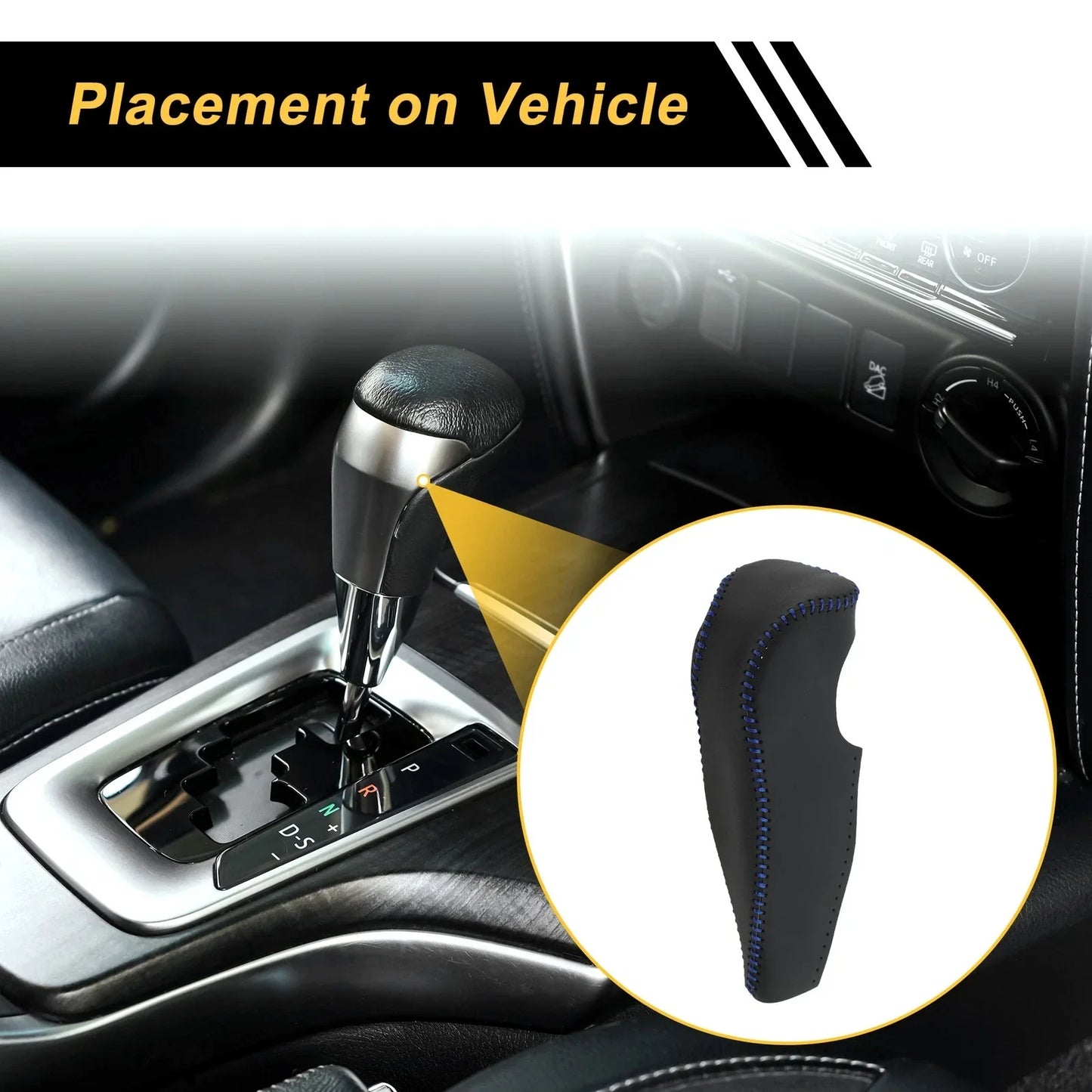 Car Gear Shift Knob Cover for Honda Civic 2006-2011 Black Blue Faux Leather